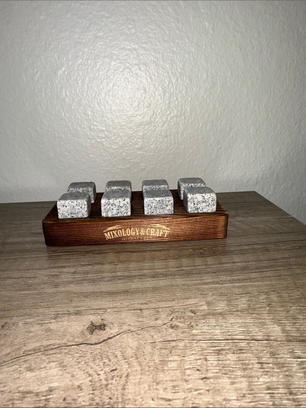 Granite Whiskey Stones with Wooden Tray - Gray